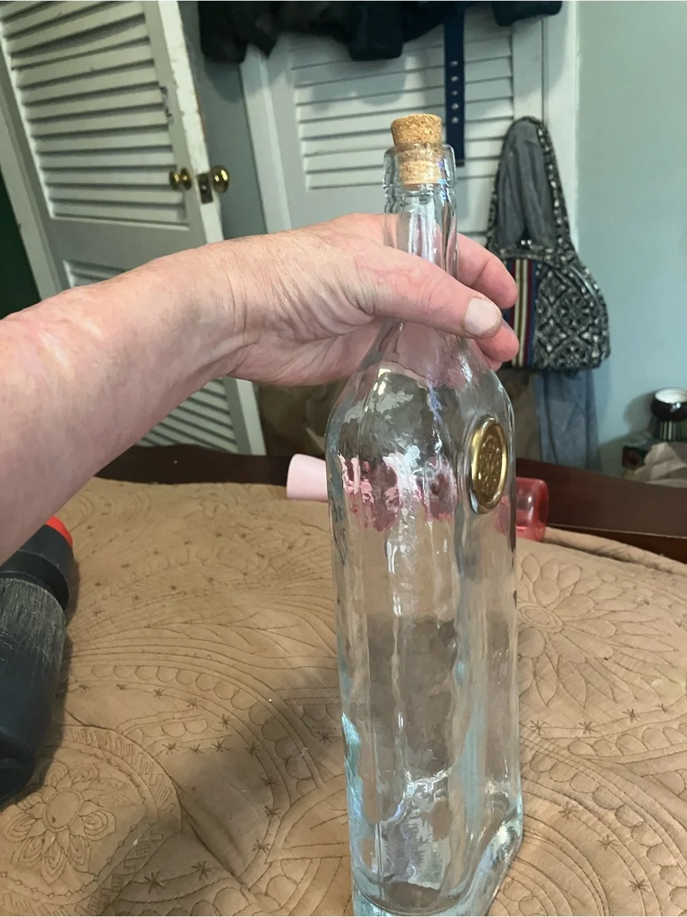 NWT Pier 1 Clear Glass Bottle Resembling Vintage Whiskey Decanters
